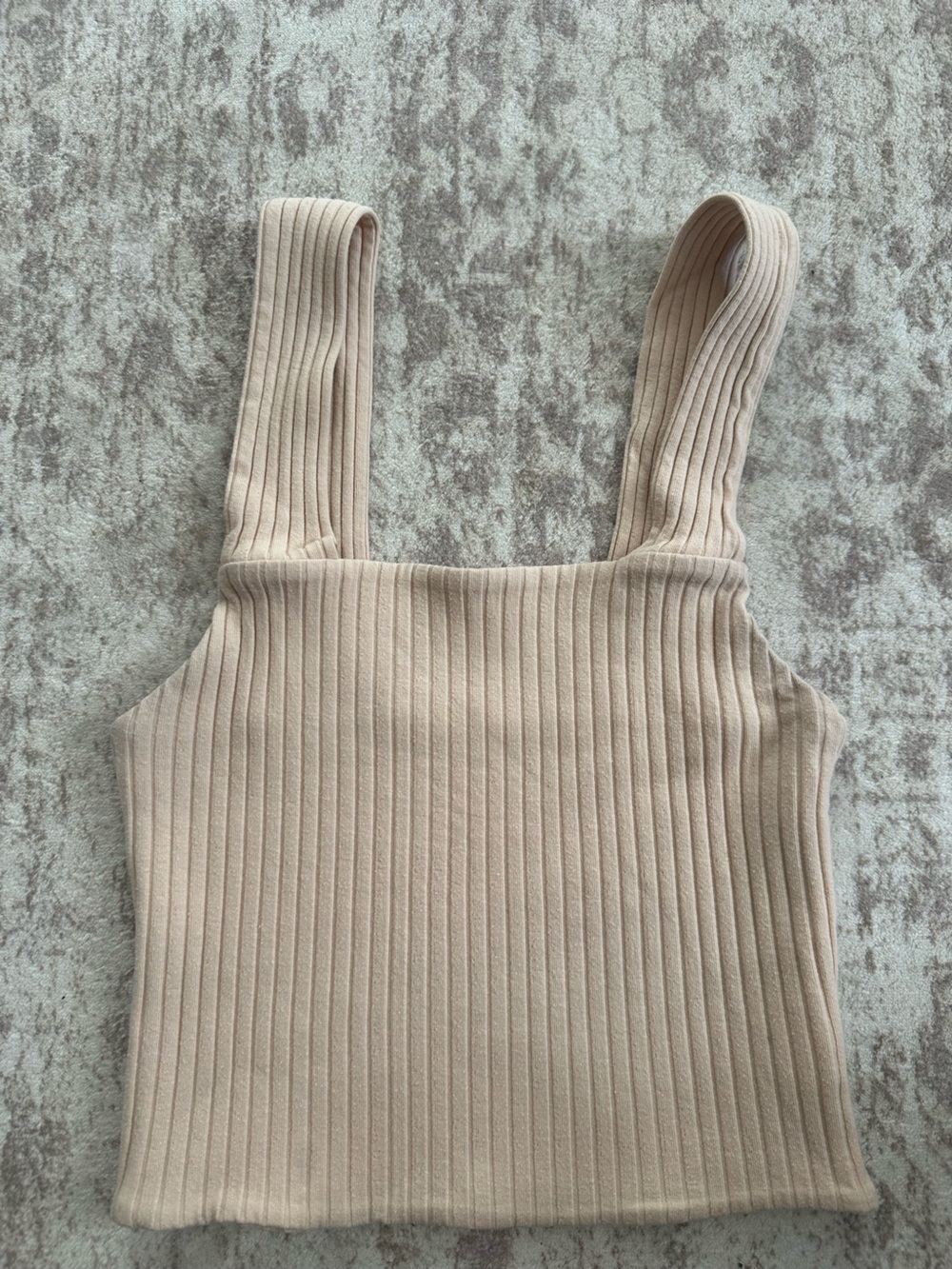 American Eagle Ribbed Knit Tank Top in Light Beige